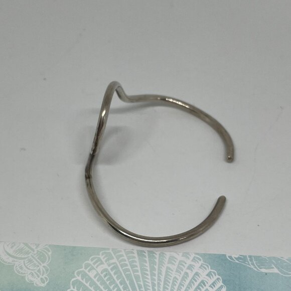 Solid Sterling Silver Wave Bracelet Bangle - Picture 2 of 5